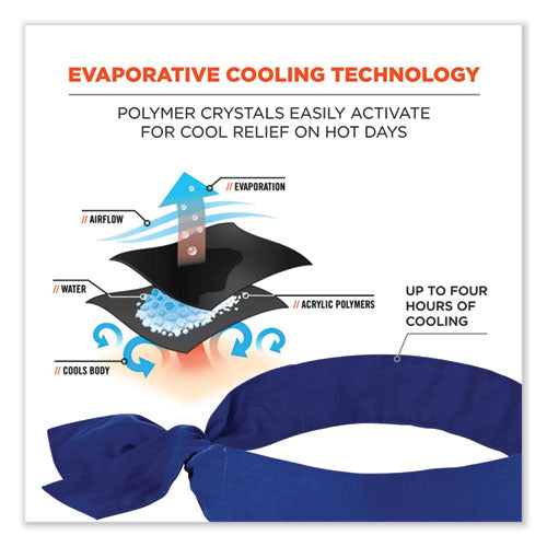 Chill-its 6700 Cooling Bandana Polymer Tie Headband, One Size Fits Most, Solid Blue