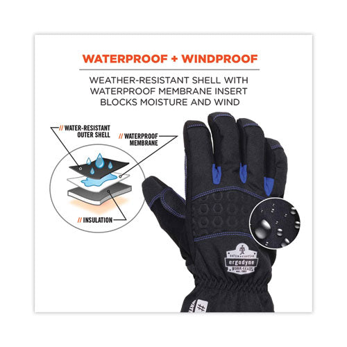 Proflex 819wp Extreme Thermal Wp Gloves, En388: 4222b, 9" Long, X-large, Black, Pair