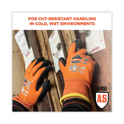 Proflex 7551 Ansi A5 Coated Waterproof Cr Gloves, En388: 4x43e, 10.5" Long, Large, Orange, Pair