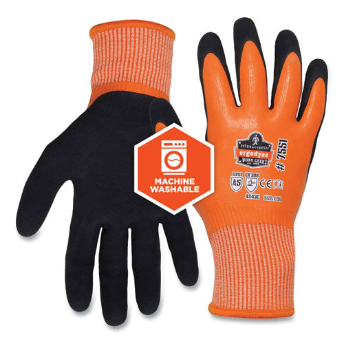 Proflex 7551 Ansi A5 Coated Waterproof Cr Gloves, En388: 4x43e, 11" Long, X-large, Orange, Pair