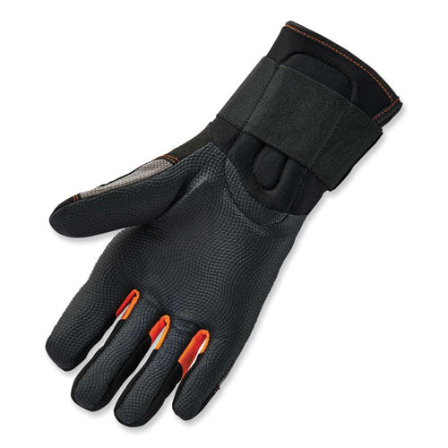 Proflex 9012 Certified Av Gloves + Wrist Support, En388: 2121x, 14.5" Long, Small, Black, Pair