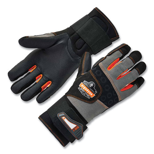 Proflex 9012 Certified Av Gloves + Wrist Support, En388: 2121x, 15.5" Long, X-large, Black, Pair