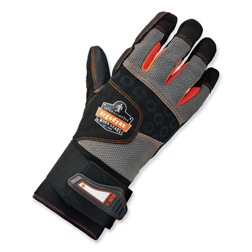 Proflex 9012 Certified Av Gloves + Wrist Support, En388: 2121x, 15.5" Long, X-large, Black, Pair