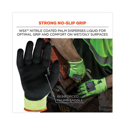 Proflex 7041 Ansi A4 Nitrile-coated Cr Gloves, En388: 4x42d, 10" Long, Large, Lime, Pair