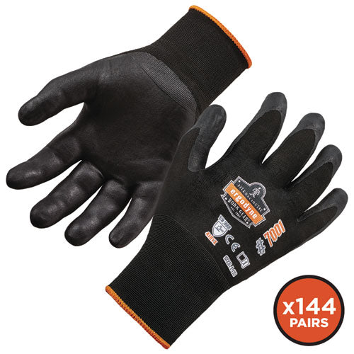 Proflex 7001 Nitrile-coated Gloves, En388: 4121x, 8.25" Long, X-small, Black, 12 Pairs/carton