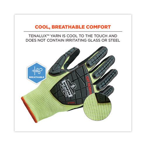 Proflex 7141 Ansi A4 Dir Nitrile-coated Cr Gloves, En388: 4x42dp, 9" Long, Small, Lime, Pair