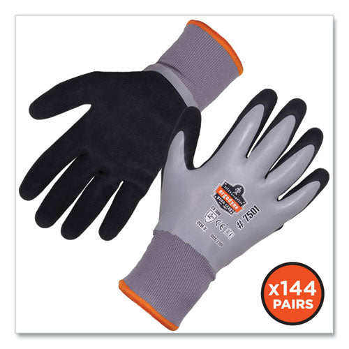 Proflex 7501-case Coated Waterproof Winter Gloves, En388: 2131x, 10" Long, Small, Gray, 144 Pairs/carton