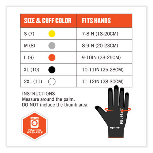 Proflex 7001 Nitrile-coated Gloves, En388: 4121x, 8.5" Long, Medium, Black, Pair