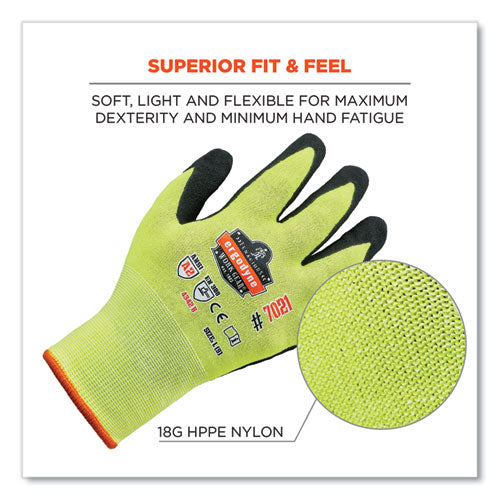 Proflex 7021 Hi-vis Nitrile-coated Cr Gloves, En388: 4342b, 8.5" Long, Small, Lime, Pair