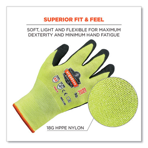 Proflex 7021 Hi-vis Nitrile-coated Cr Gloves, En388: 4342b, 8.75" Long, Medium, Lime, Pair