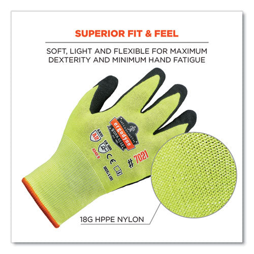 Proflex 7021 Hi-vis Nitrile-coated Cr Gloves, En388: 4342b, 9.75" Long, X-large, Lime, Pair