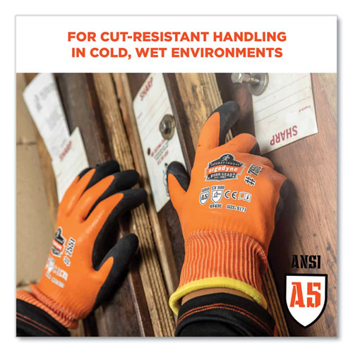 Proflex 7551-case Ansi A5 Coated Waterproof Cr Gloves, En388: 4x43e, 10.5" Long, Large, Orange, 144 Pairs/carton