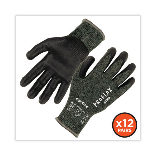 Proflex 7070 Ansi A7 Nitrile Coated Cr Gloves, En388: 4x42f, 9" Long, Small, Green, 12 Pairs