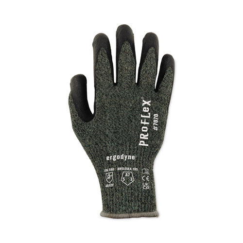 Proflex 7070 Ansi A7 Nitrile Coated Cr Gloves, En388: 4x42f, 9" Long, Medium, Green, 12 Pairs