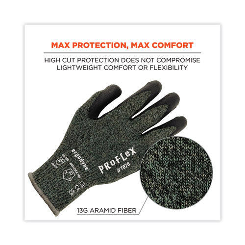 Proflex 7070 Ansi A7 Nitrile Coated Cr Gloves, En388: 4x42f, 9" Long, Medium, Green, 12 Pairs