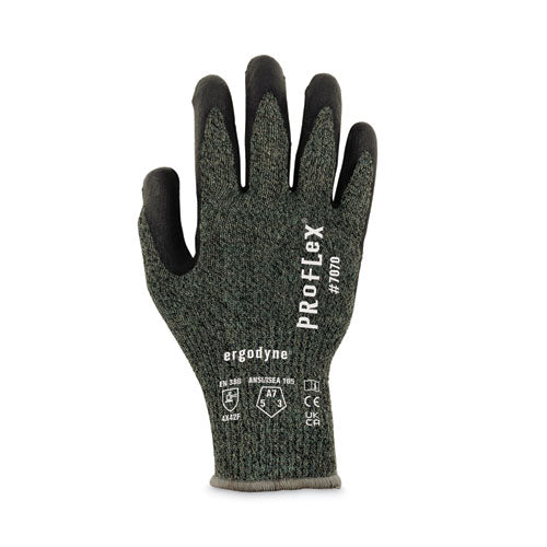 Proflex 7070 Ansi A7 Nitrile Coated Cr Gloves, En388: 4x42f, 9" Long, Large, Green, 12 Pairs