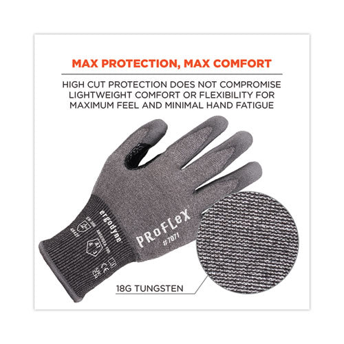 Proflex 7071 Ansi A7 Pu Coated Cr Gloves, En388: 4x42f, 9" Long, Small, Gray, 12 Pairs