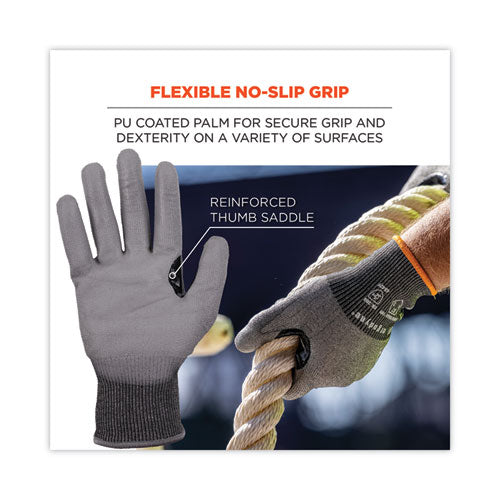Proflex 7071 Ansi A7 Pu Coated Cr Gloves, En388: 4x42f, 9" Long, Medium, Gray, Pair