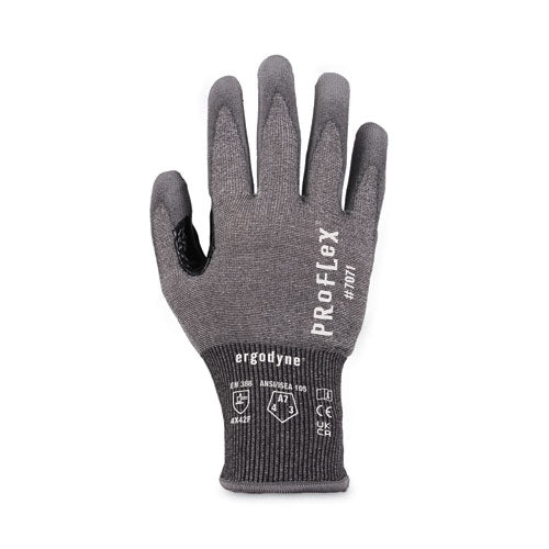 Proflex 7071 Ansi A7 Pu Coated Cr Gloves, En388: 4x42f, 9" Long, Medium, Gray, Pair