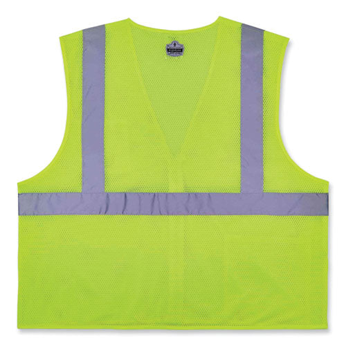 Glowear 8256z Class 2 Self-extinguishing Zipper Vest, Polyester, Small/medium, Lime