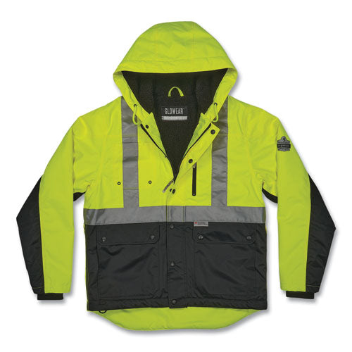 Glowear 8275 Class 2 Heavy-duty Hi-vis Workwear Sherpa Lined Jacket, X-large, Lime