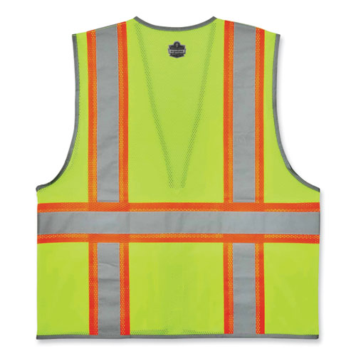 Glowear 8246z Class 2 Two-tone Mesh Reflective Binding Zipper Vest, Polyester, 4x-large/5x-large, Lime