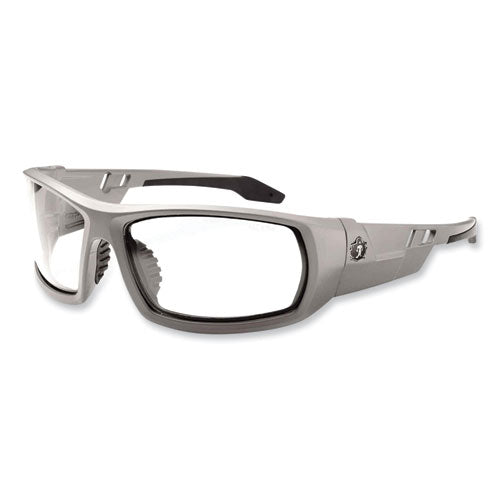 Skullerz Odin Safety Glasses, Matte Gray Nylon Impact Frame, Clear Polycarbonate Lens