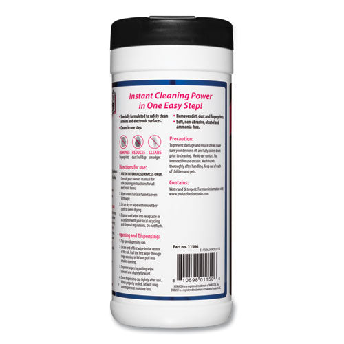 Antistatic Screen Cleaning Wipes, Premoistened, 5 X 7, Clean Scent, White, 70/canister