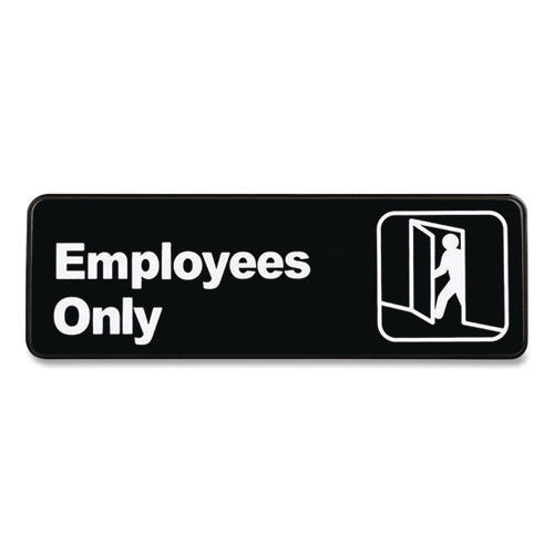 Employees Only Indoor/outdoor Wall Sign, 9" X 3", Black Face, White Graphics, 3/pack