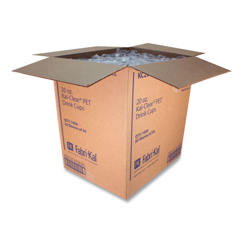 Kal-clear Pet Cold Drink Cups, 20 Oz, Plastic, Clear, 50/bag, 20 Bags/carton