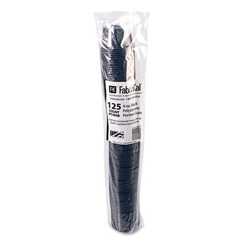 Portion Cups, 4 Oz, Plastic, Black, 125/sleeve, 20 Sleeves/carton