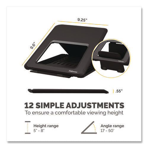 Breyta Laptop Stand, 9.25" X 10.55" X 0.55" To 8", Black, Supports Up To 8.8 Lbs