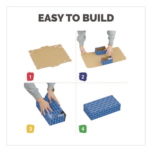 At Play Cardboard Building Block, 32-ect Corrugated Board, Assorted Sizes And Colors, 40/pack