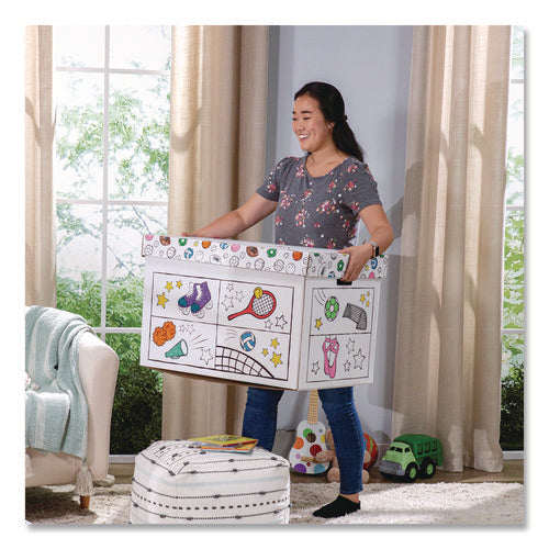 At Play Color In Toy Box, Sports Design, 1 Section, 39.27 Gal, 5.25 Cu Ft, 28" X 18" X 18", White/black
