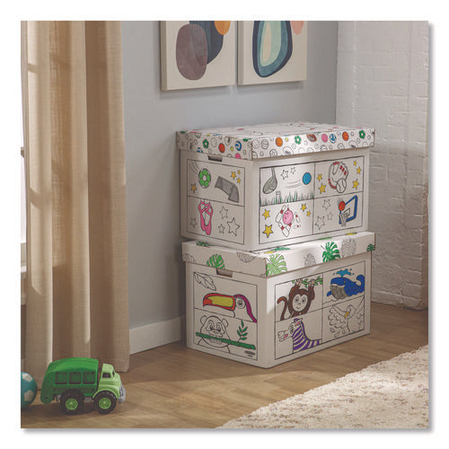 At Play Color In Toy Box, Animal Design, 1 Section, 39.27 Gal, 5.25 Cu Ft, 28" X 18" X 18", White/black