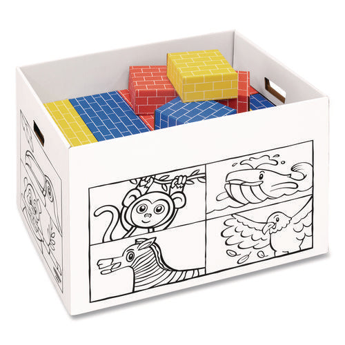 At Play Color In Toy Box, Animal Design, 1 Section, 39.27 Gal, 5.25 Cu Ft, 28" X 18" X 18", White/black