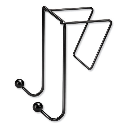 Partition Additions Wire Double-garment Hook, 4 X 5.13 X 6, Over-the Panel Mount, Black