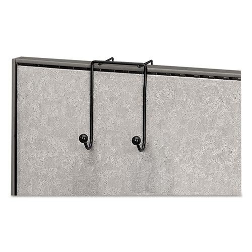 Partition Additions Wire Double-garment Hook, 4 X 5.13 X 6, Over-the Panel Mount, Black