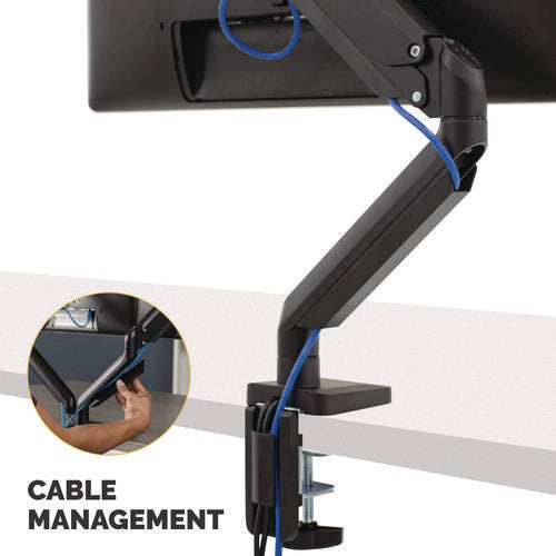 Platinum Series Single Monitor Arm, For 40" Monitors, 360 Deg Rotation, 45 Deg Tilt, 180 Deg Pan, Black, Supports 17.6 Lb