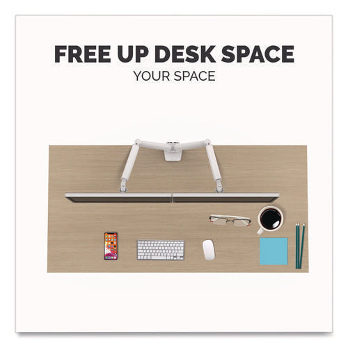 Platinum Series Dual Monitor Arm, For 40" Monitors, 360 Deg Rotation, 45 Deg Tilt, 180 Deg Pan, White, Supports 17.6 Lb