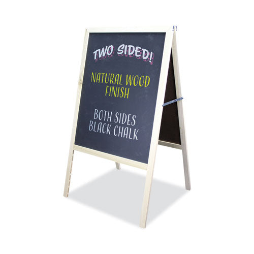 Black Chalkboard Marquee Sign, Black 24" X 42" Surface, Natural Wood Frame, 25" X 24" X 48.5"