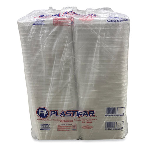 Meat Trays, #4s, 9.5 X 7.25 X 0.5, White, Foam, 500/carton