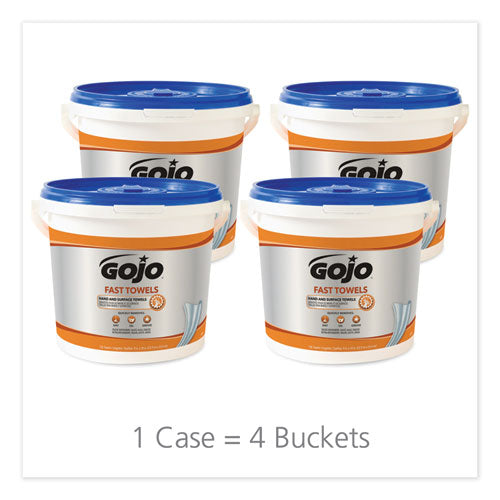 Fast Towels Hand Cleaning Towels, 9 X 10, Fresh Citrus, Blue, 130/bucket, 4 Buckets/carton