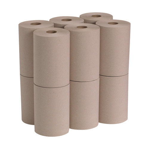 Pacific Blue Basic Recycled Paper Towel Roll, 1-ply, 7.88 X 350 Ft, Brown, 12 Rolls/carton