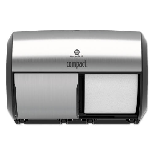 Compact Coreless Side-by-side Double-roll Tissue Dispenser, 11 X 7.38 X 7.38, Stainless Steel
