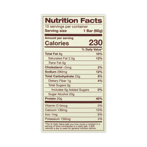 High Protein Bars, Creamy Peanut Butter, 2.1 Oz Bar, 10 Bars/carton