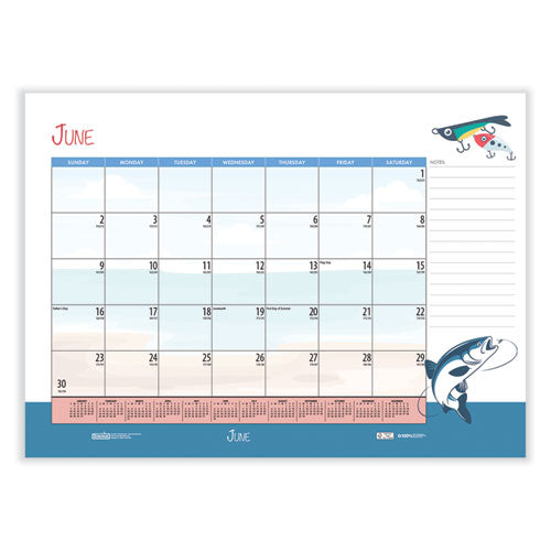 Recycled Desk Pad Calendar, Illustrated Seasons Artwork, 22 X 17, Black Binding/corners,12-month (jan To Dec): 2026