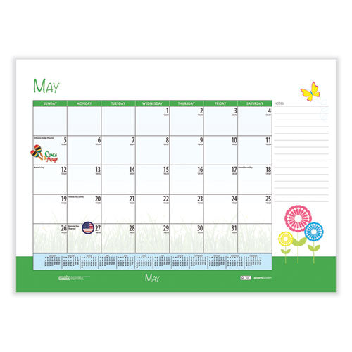 Recycled Desk Pad Calendar, Illustrated Seasons Artwork, 22 X 17, Black Binding/corners,12-month (jan To Dec): 2026