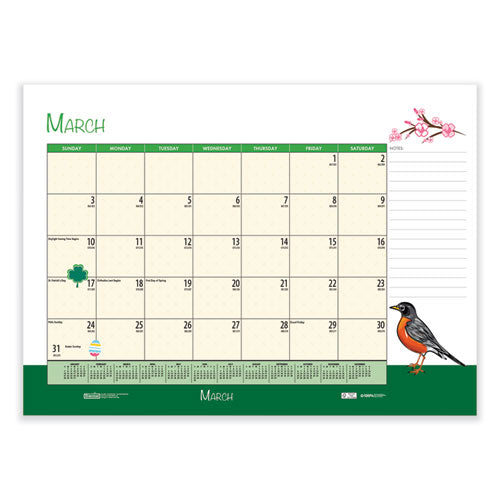 Recycled Desk Pad Calendar, Illustrated Seasons Artwork, 22 X 17, Black Binding/corners,12-month (jan To Dec): 2026
