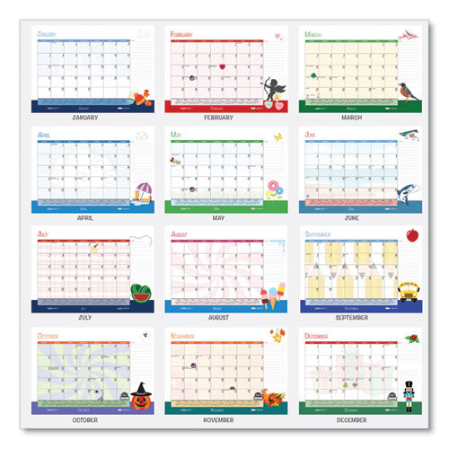 Recycled Desk Pad Calendar, Illustrated Seasons Artwork, 22 X 17, Black Binding/corners,12-month (jan To Dec): 2026